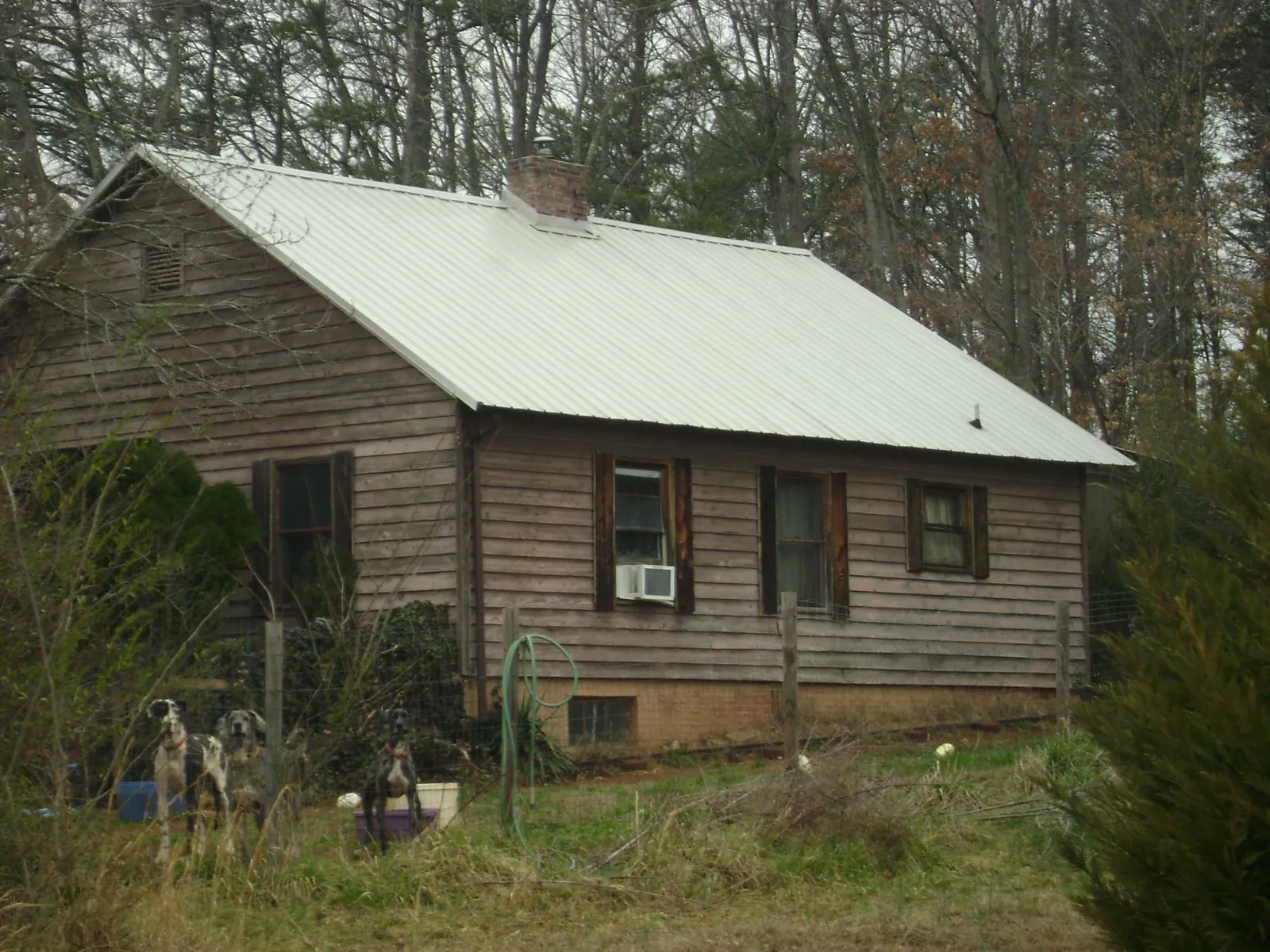 White metal roof on an old wood sided farmhouse, from a Asphalt Shingle Roof Repair job in Lake George